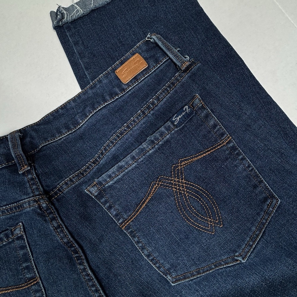 Seven7 Weekend Easy Fit Boyfriend Jeans 12 Medium Blue Minimal Distress Summer